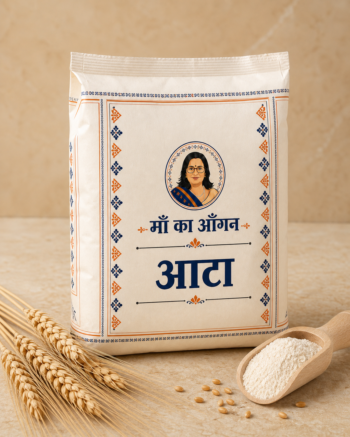 माँ का आँगन का आटे का पैकेट, गेहूँ और आटा